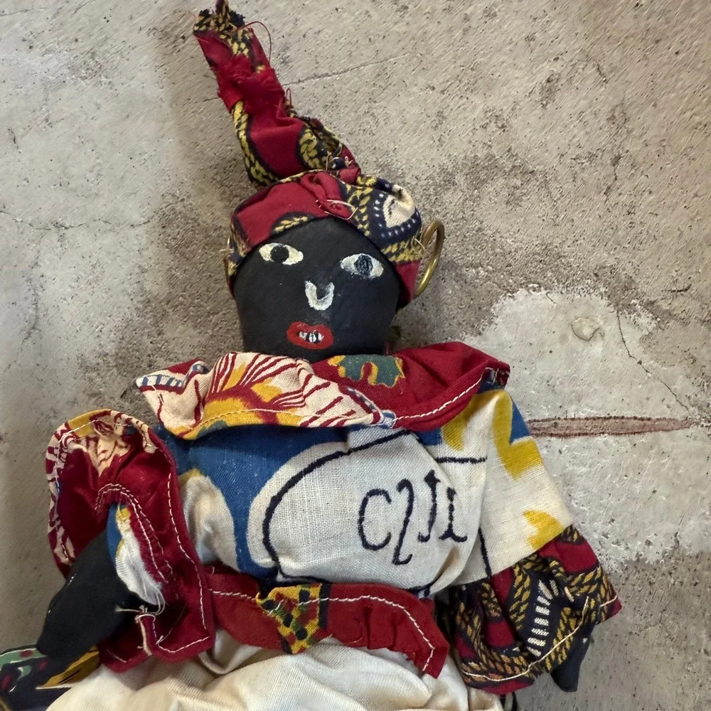 Vintage Miss Jamaica Fabric Doll Folk‎ Art Collectible Handmade